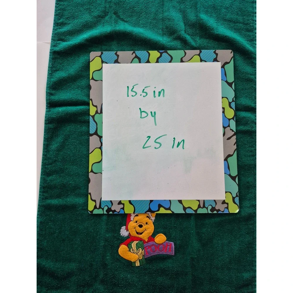 Vintage Disney Winnie the Pooh Christmas Hand Towel Green Franco Cotton Holiday